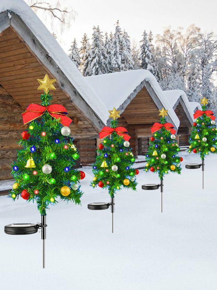 Decorative Lighting | 2PCS Lawn Lamp with Star Solar Garden Light Multicolor IP65 Waterproof Xmas Tree Decorative Lighting Decorative Lighting