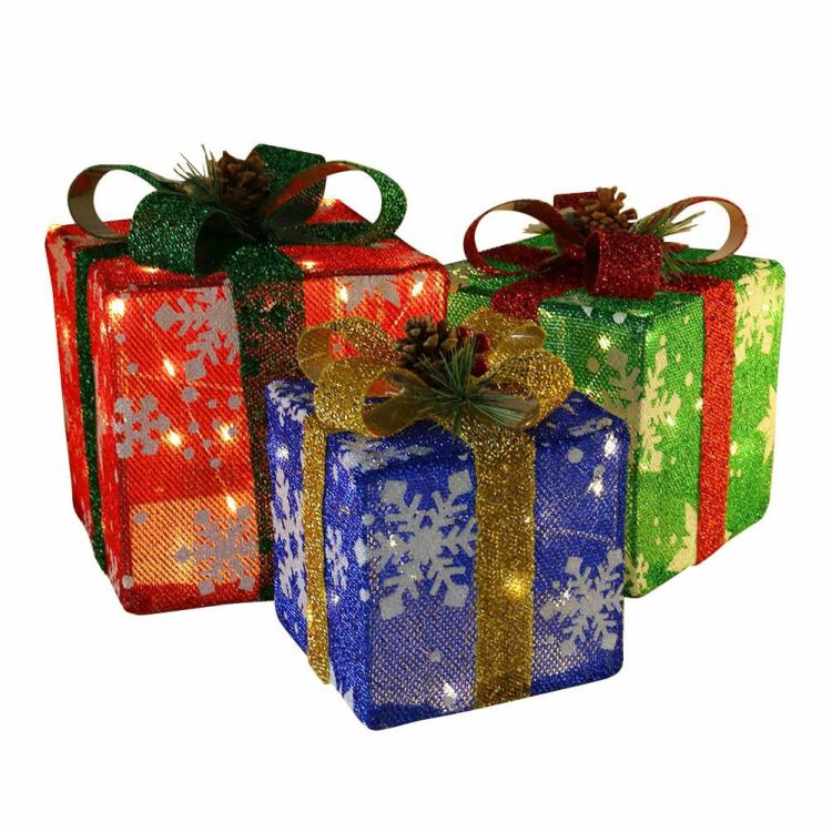 Decorative Lighting | 3Pcs Christmas Gift Boxes Lights 8 Modes Christmas Lighted Boxes IP65 Waterproof Decorative Lighting Decorative Lighting