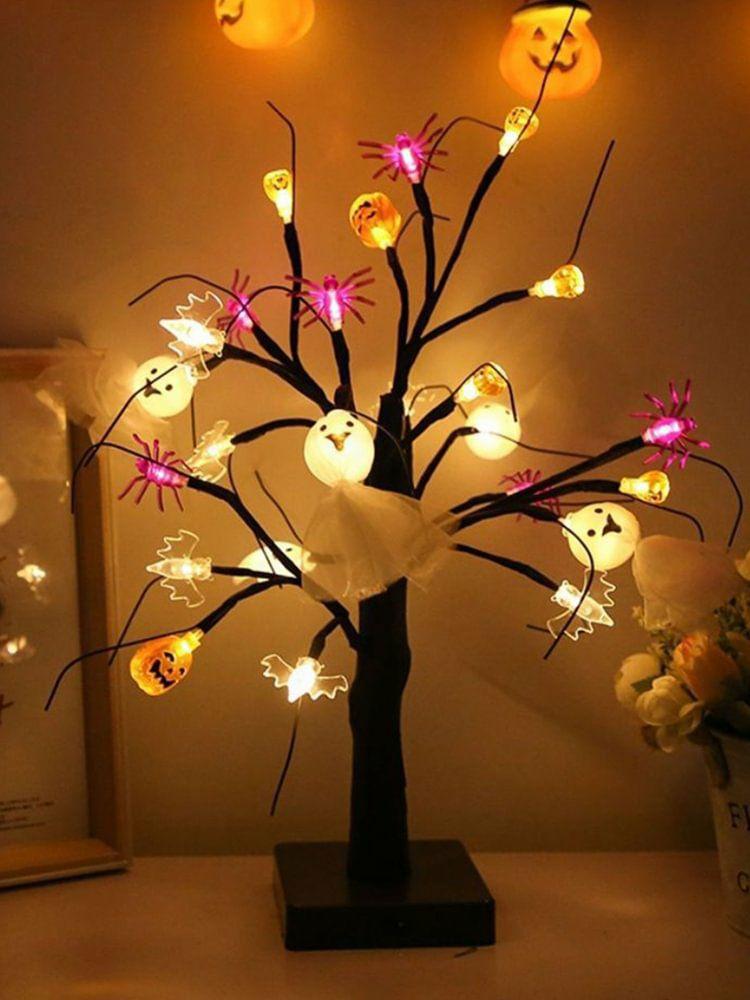 Decorative Lighting | 60CM Pumpkin Bat Ghost Lights with 24 LED Lights Halloween Tree Party Decoration Decorative Lighting Decorative Lighting