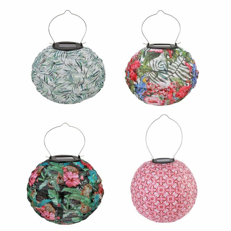 Hanging Lantern | 25cm Solar Light LED Hanging Ball Lantern Waterproof Painted Pattern Lamps Hanging Lantern Hanging Lantern