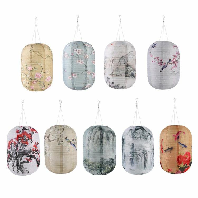 Hanging Lantern | Solar Lanterns Chinese Japanese Print Hanging Outdoor Garden Party Light Hanging Lantern Hanging Lantern