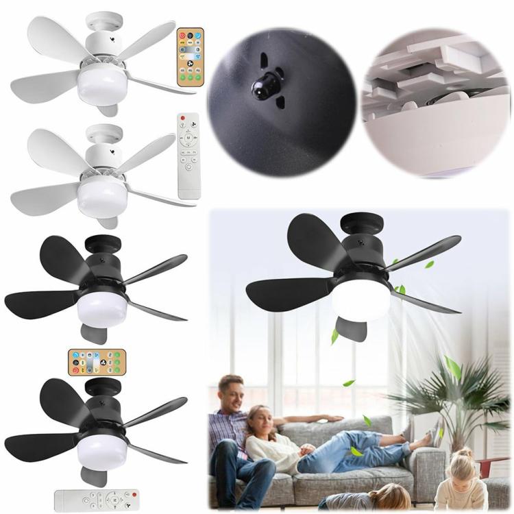 Indoor Lighting | 30W Ceiling Fan LED Lamp 3 Speeds Chandelier Ceiling Fan Low Profile Ceiling Fan Indoor Lighting Black