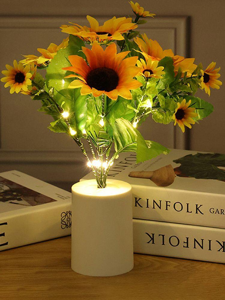 Indoor Lighting | Artificial Flowers Light Flowerpot Potted Bedside Desk Light for Cafe Decoration Indoor Lighting Indoor Lighting