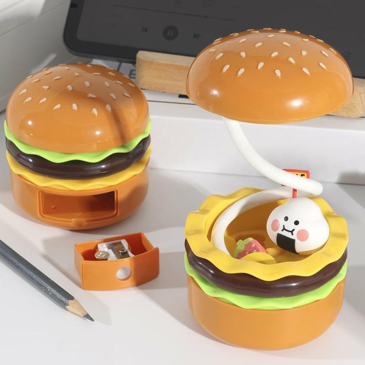 Indoor Lighting | Bedside Light with Pencil Sharpener Retractable Kawaii Desktop Lamp Rechargeable Indoor Lighting Hamburger