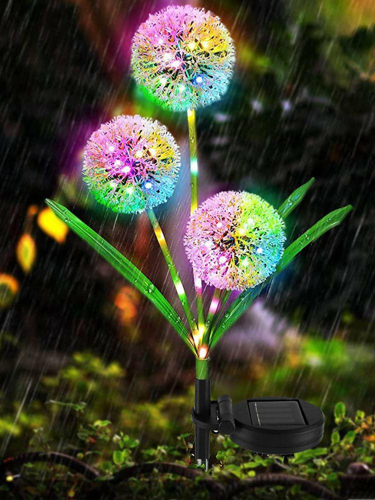 Solar Lighting | 36LED Atmosphere Lights 2 Modes Dandelion Flower Lights 3 Head for Pathway Patio Lighting Solar Lighting