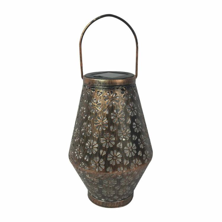 Solar Lighting | Art Flower Wrought Iron LED Solar Projection Lamp Portable Hanging Lantern Lighting Solar Lighting