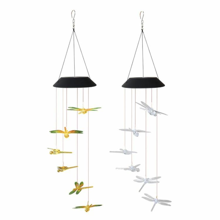 Solar Lighting | Dragonfly Solar LED Color Changing Wind Chime Lamps Garden Pendant Light Lighting Solar Lighting