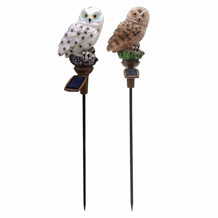 Solar Lighting | LED Solar Light Simulation Owl Lawn Stakes Lamp Yard Art Home Garden Decor Lighting Brown/White