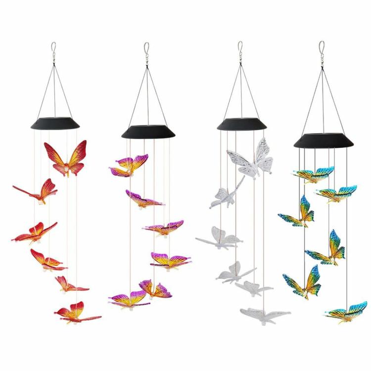 Solar Lighting | LED Solar Wind Chime Butterfly Light Color Changing Waterproof Hanging Lamp Lighting Solar Lighting