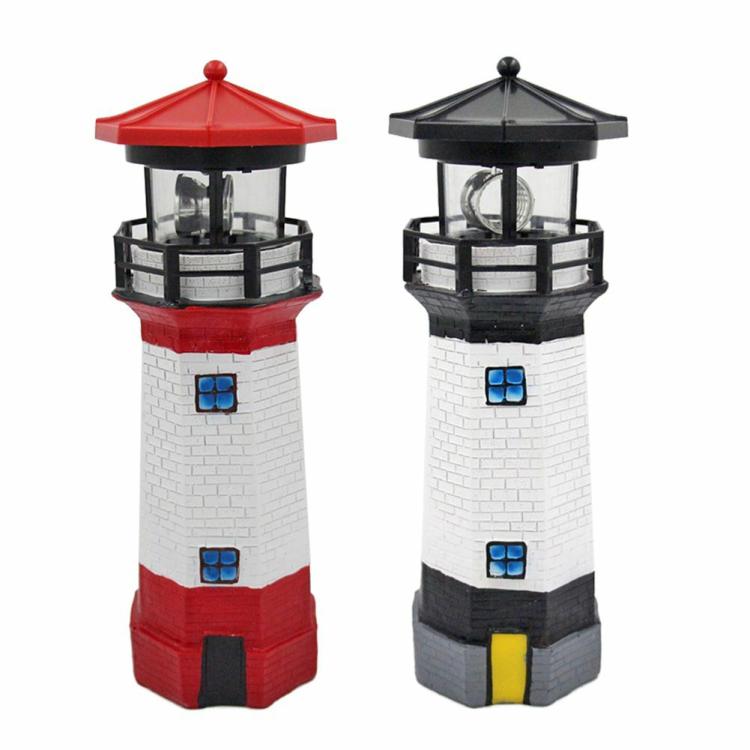 Solar Lighting | Lighthouse Solar LED Light Garden Fence Outdoor Smart Sensor Rotating Lamp Lighting Red/Black