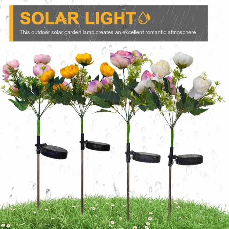 Solar Lighting | Solar Flower Stake Light 42LED IP65 Waterproof Simulation Flower Lamp for Garden Lighting Pink/Purple/White/Orange